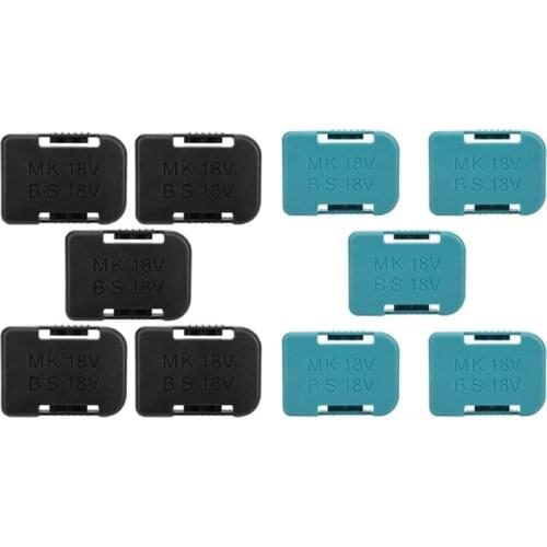 10-Piece Battery Storage Rack and Battery Holder Box for Makita 18V Fixture 2-Color Combination Set (Black and Blue)