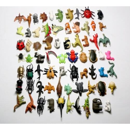 100pcs/lot Lifelike Animal 2-3.5cm Insect Dinosaur Lion Model Home Decoration Kids Toys Education Object