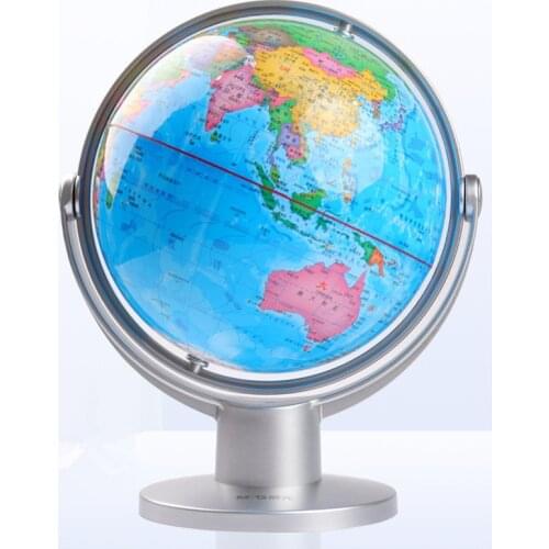14.2CM HD Globe Teaching PVC Earth Atlas Metal Base Globe Rotating World Map Toy Educational English Desktop Decorate Artwork