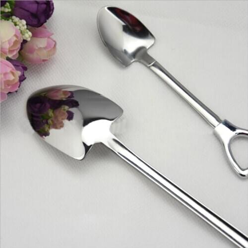 2Pcs Creative Retro Shovel Coffee Spoon Dessert Spoon Watermelon Long Handle Spoon Ice Cream Spoon Tip Shovel Flat Shovel