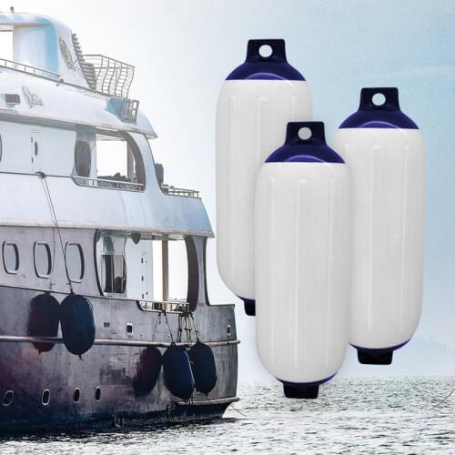 3 Pcs Boat Fender Vinyl Ribbed Inflatable Bumper Marine Dock Shield Anti-UV PVC 11x40cm For Yacht Speedboat Boat Accessories