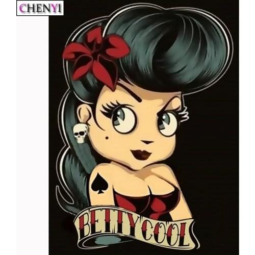 5D Diy Diamond Painting Full Drill Rockabilly Girl Diamond Embroidery Cross Stitch Kits Rhinestones Mosaic Craft Home Decor