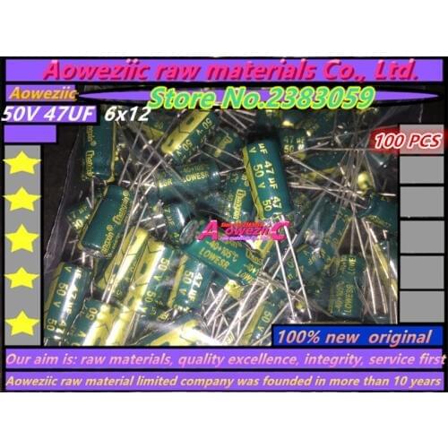 Aoweziic {100 PCS} 50V 47UF 6*12 high frequency low resistance electrolytic capacitor 47UF 50V 6X12