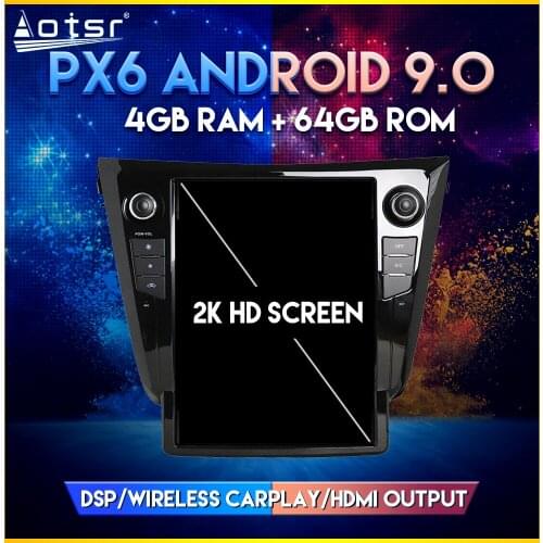 Car Video-player For Nissan X-Trail /Qashaqi 2014+ Android 9.0 Tesla style Vertical screen PX6 Car GPS Navigation Player CARPLAY