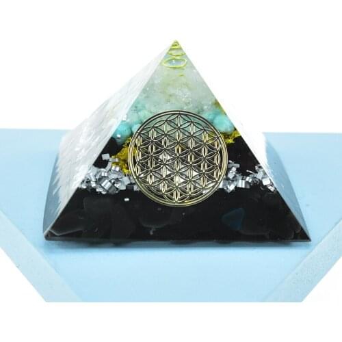 White Crystal Meditation Yoga Home Decoration Wicca Orgonite Flower Of Life Chakras Obsidian And Copper Orgones Pyramid