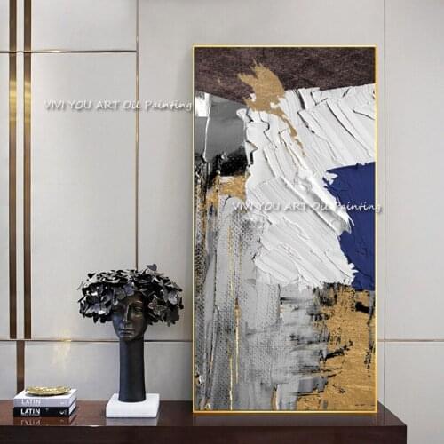 Large Size abstract ocean oil painting seascape handmade wall art decorative no frame for living room decoration golden painting