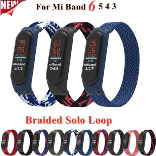 Bracelet for Mi band 5 6 Strap Nylon Braided Solo Loop pulseira bracelet Miband4 Miband5 Wristband for xiaomi Mi band 4 3 strap