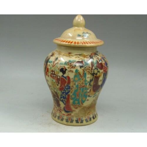 Exquisite Chinese Collection old hand Porcelain Drawing Dowager Jar Storage Pot