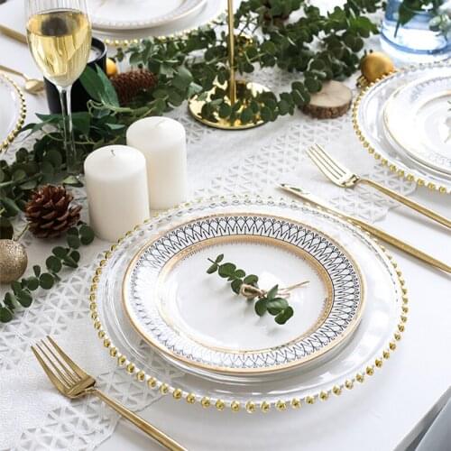 Ceramics Dinner Plates Nordic Tableware Steak Food Plates Dishes Home Kitchen Accessories Party Wedding Decor Glass Plate Tray