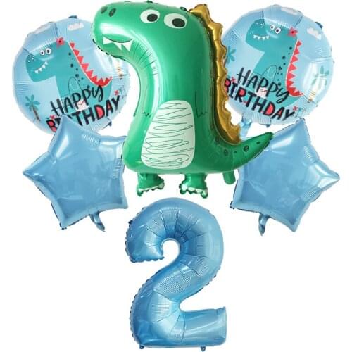 Dinosaur Number Latex Balloon Birthday Party Blue Aluminum Film Balloon Stars Dinosaur Childrens Party Birthday Decoration Gift