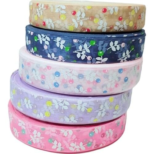 HL 5 Yards/lot 1" Printed Organza Ribbons For Making Head Jewelry Wedding Party Decorative DIY Gift Box Wrapping