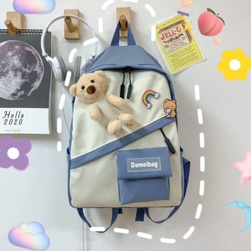 Cute Women Backpacks Student Girls School Bags Teenage School Bags Bear Rainbow Bagpack Transparent Pouch Bags