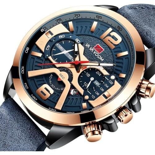 Outdoor Mens Watch Waterproof Military Style Quartz Wristband with Leather Strap Multifunctional Calendar Date Clock