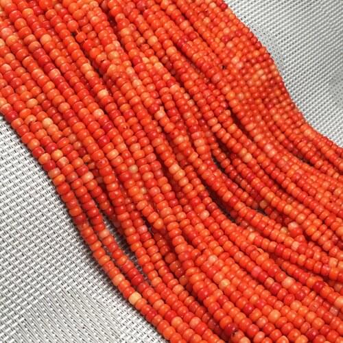 Natural Coral Beads Red Abacus Shape Loose Beads for Making Women DIY Jewelry Necklace Bracelet Accessories Gift Size 3x4mm