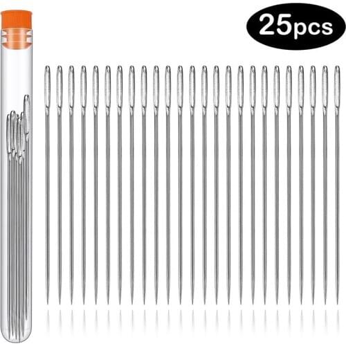 Nonvor 25PCS Large Eye Sewing Needles, Handmade Leather Needle , Stainless Steel Needles with Plastic Bottle Handmade