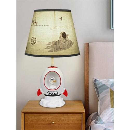 Nordic Childrens Room Rocket Table Lamp Boy Bedroom Bedside Home Decoration Lamp Creative Resin Modern Study Reading Lighting