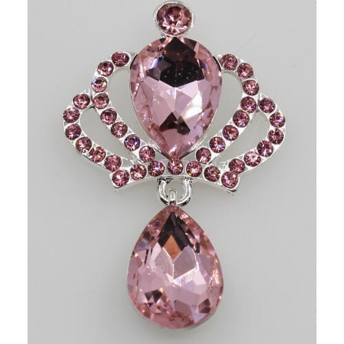 New 5pc pink glass crystal rhinestone crown Wedding Decoraation Flatback clothing metal DIY hair flower center scrapbooking