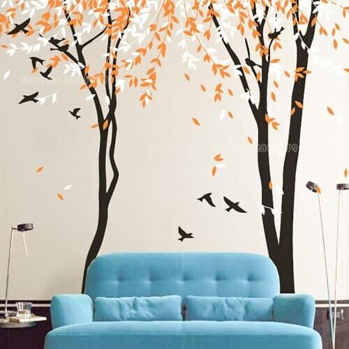New Tree & Bird Removable Wall Stickers Nursery Tree Vinyl Wall Decals Mural Home Room Tree Mural With Birds DIY Decor LL2151