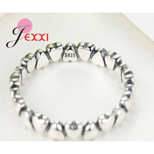 Wedding Engagement Rings 925 Sterling Silver Heart Rings For Women Anniversary Eternity Stackable Band Ring Fine Jewelry