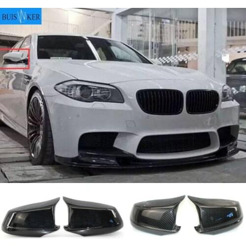 Pair Black/Carbon Fiber Look Rearview Mirror Caps Car Door Wing Mirror Cover Replacement For BMW F10 5-Series 2011-2013 Pre-LCI