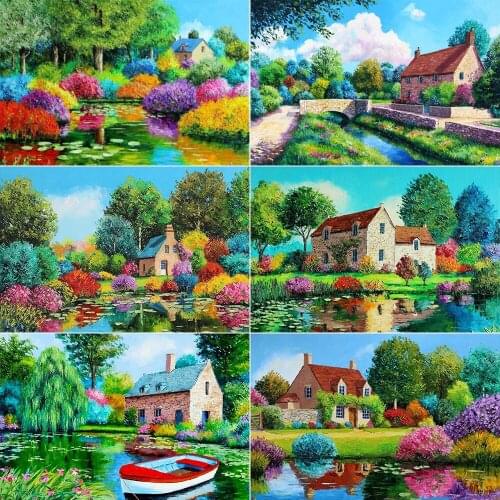 Full Square/round Diamond Painting Countryside House Oil Art Embroidery Mosaic Embroidery 5D Diy Diamond Painting Home Decor