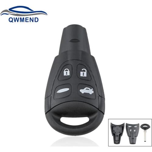 BHKEY for Saab Car Key Shell 4 Buttons Remote Original Key Case for Saab 9-3 93 95 9-3 9-5 2004-2010 LTQSAAM433TX With Blade