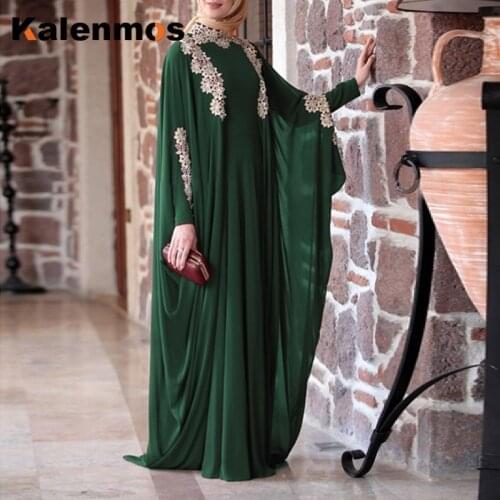 Plus Size S-3XL Arab Dubai Abaya Women Muslim Dress Kaftan Appliques Islam Floor Length Maxi Dress Turkish Robe Islamic Ropa
