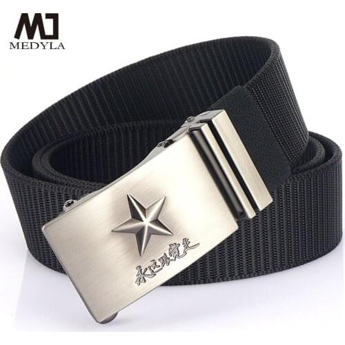 Mens Belt Nylon Leisure Alloy Automatic Buckle Men Belt Strong Durable Five Pointed Star Belt China elements MN2023