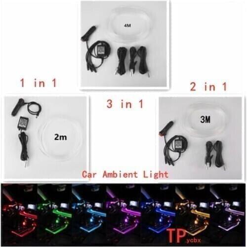 TPYCBX RGB Fiber Optic Car Interior Decorative Ambient Light App Sound Control LED Strip Cigarette lighter Auto Atmosphere Lamp