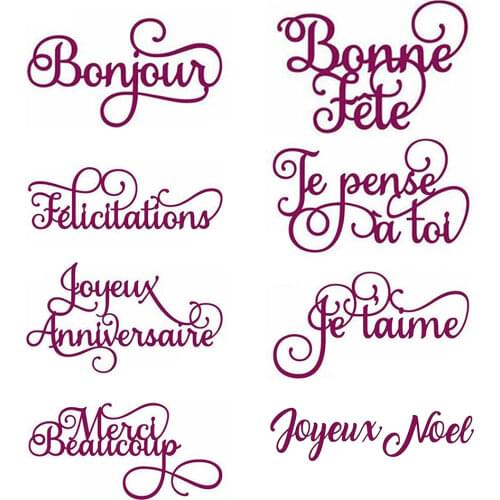 French Words Cutting Dies DIY Card Making Embossed Crafts Cards Dies Scrapbooking French Words Supplies Embossing Crafts Cards