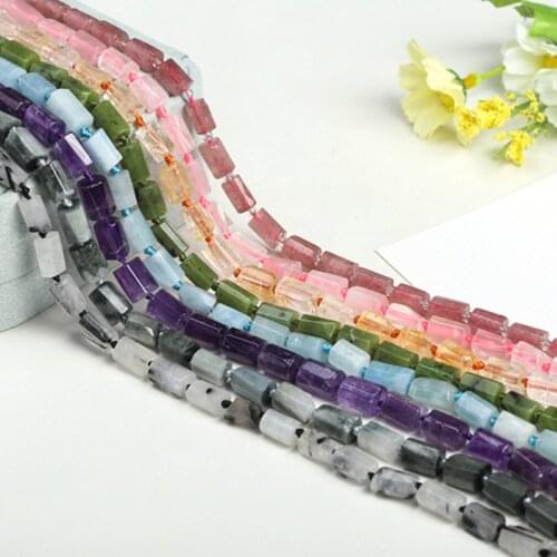 High Quality 8x11mm Natural Color Stone Faceted Column Shape Necklace Bracelet Jewelry DIY Gems Loose Beads 15 Inch wk17