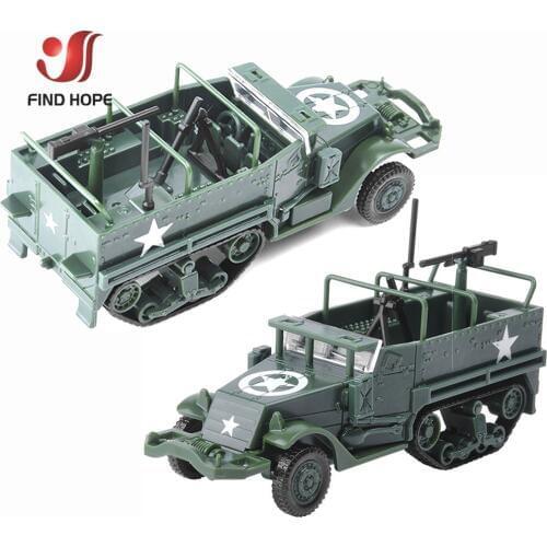 1:72 M3 Half-Track Military Armored Vehicle Assembly Model Toy Armored Carrier Car For Action Figure +10Pcs Soldiers Model