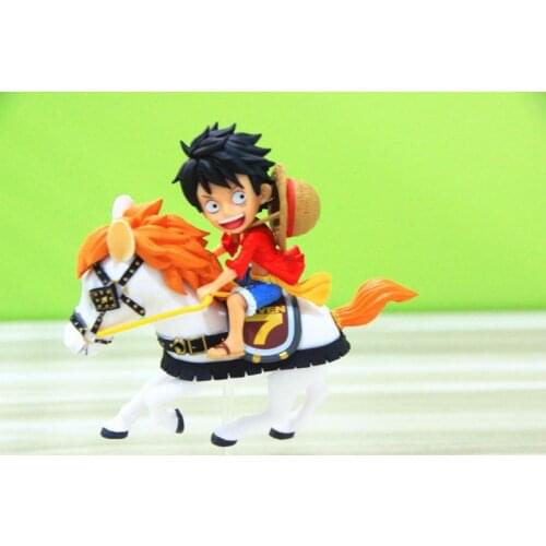 12CM pvc Japanese anime figure ONE PIECE Monkey D. Luffy riding horse chrismas action figure collectible model toys for boy