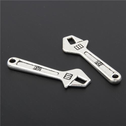 15pcs Zinc Alloy Tiny Wrench Charms Hardware Tool Metal Pendant Bracelet Jewelry Making A2891