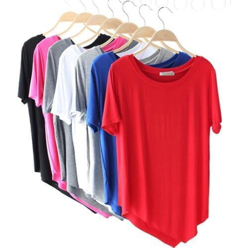 2020 brand women Irregular cotton T-shirt,big size XS-4XL 5XL 6XL Solid Basic Tshirt Woman Tops black white blue red pink Gray
