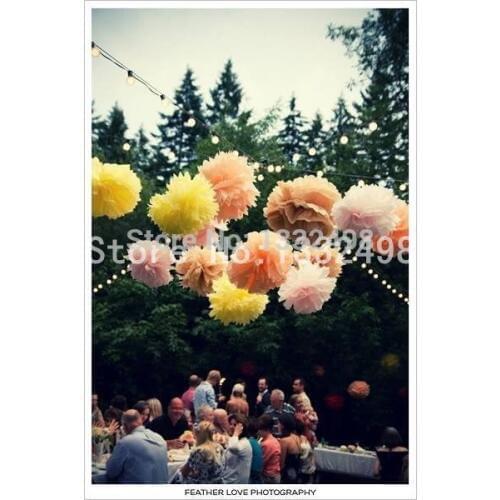 300pcs/lot 8" (20CM) Tissue Paper Pom Poms / Paper Flowers/ Wedding Decoration/Artificial flowers/Party Decoration/3DWall Decor