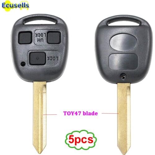 5PCS/lot Remote Key Shell for TOYOTA Yaris Avensis 3 Button Case Fob with button pad TOY47 blade