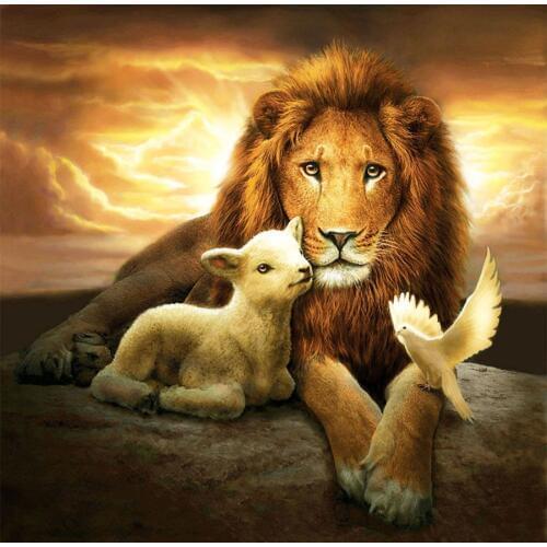 5D Mosaic needlework DIY diamond painting Lion lamb pigeon diamond embroidery diamond cross stitch kit animal home decor AA1062