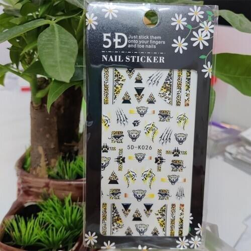 5D Stickers for Nails Tiger Pattern Leopard Stripe Nail Art Decorations Stereoscopic Sticker Accessories Anaglyph Effect Design