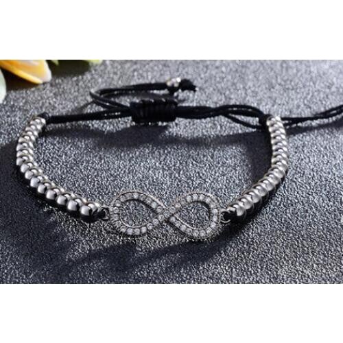 8mm ghg34 glasses infinity gold silver cz zircon cubic zirconia bracelet adjusted Macrame Charm Braided Copper Rope Bangles