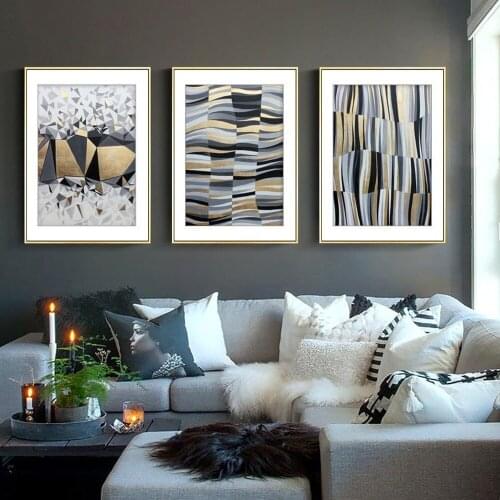 Golden Geometric Fragment Abstract Canvas Painting Home Art Posters Bedroom Corridor Stickers Nordic Decoration Posters