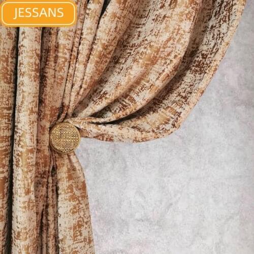 American High-end Golden Chenille Texture Curtain Thickening Blackout Curtains for Living Room and Bedroom Finished Products