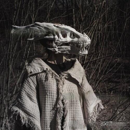 Halloween Simulation Dragon Bone Mask Headgear Manufacturer Wholesale Dinosaur Latex Animal Mouth Mask