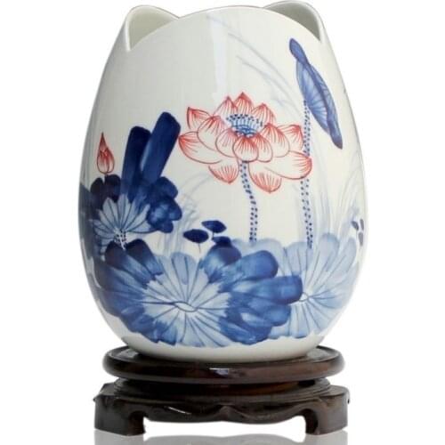 Ceramics blue and white porcelain ceramic vase modern fashion flower holder home decoration