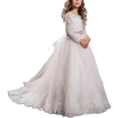 Princess Long Sleeved Beautiful Pageant Dress Special Ocassion Dress for 2 4 5 6 7 8 9 10 11 12 14 Years
