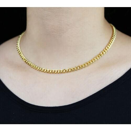 Hot sale 5mm wide metal cuban chain choker necklace for women wholesale gold silver color hip hop new necklace 2020 bulk