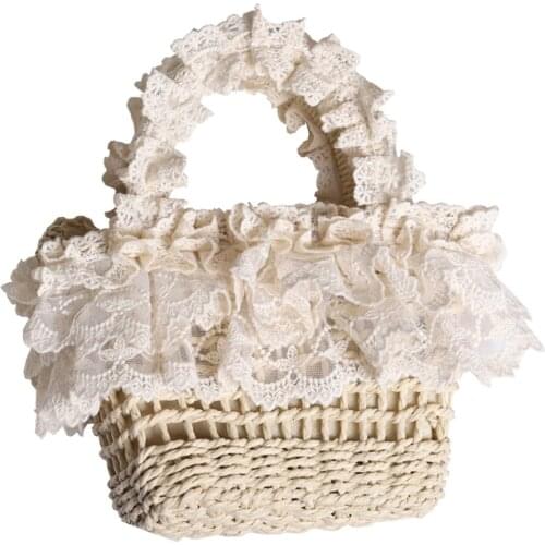 Mori Girls Sweet Knit Lolita Lace Bag Summer Beige Handbag