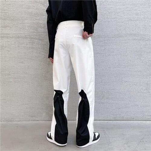 Mens Mixed Color Retro Straight Long Trousers Casual Suit Pants Stylish Design F64