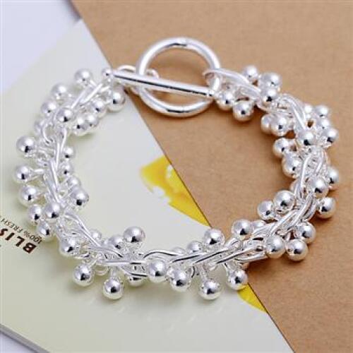 Wholesale N925 sterling Silver color bracelet 2017 fashion jewelry grape bracelet spherical Silver color h019