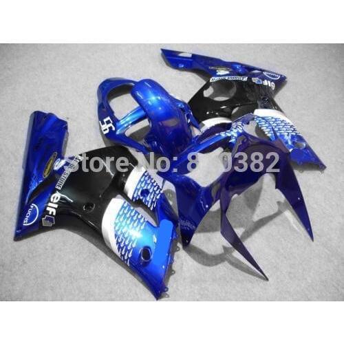 Custom Motorcycle Fairing kit for KAWASAKI Ninja ZX6R 03 04 ZX6R 636 2003 2004 Blue white black Fairings set+ gifts SQ05